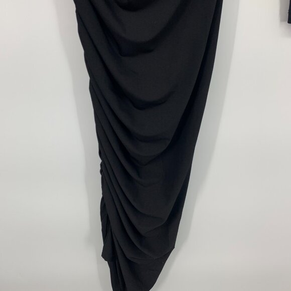 Revolve Misha Dress Clotilde Black One Shoulder Long Sleeve Ruched - Picture 14 of 14